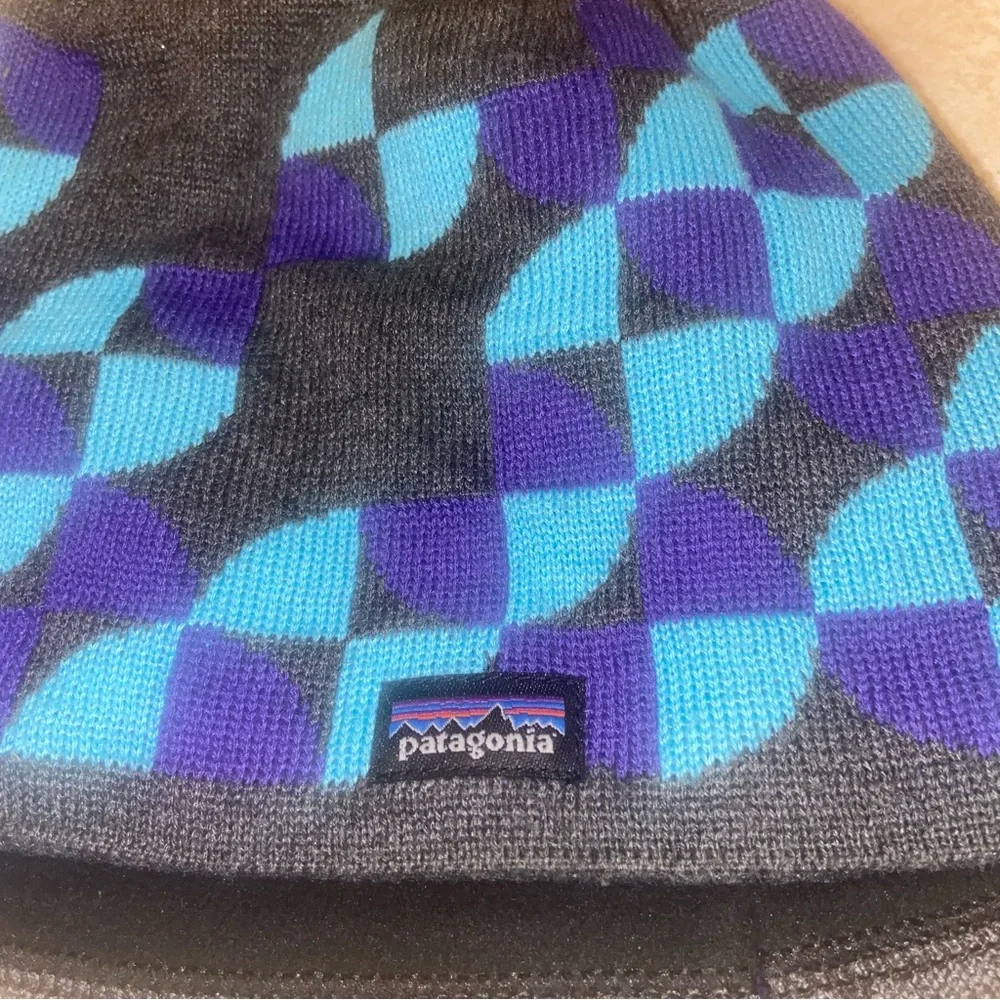 Patagonia Hat Beanie Kids Large Boys Girls Geometric Winter Ski Skiing Outdoor